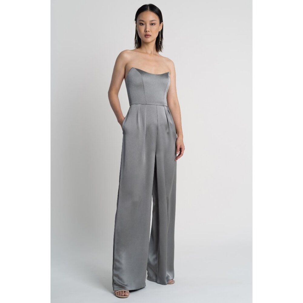 NWT Jenny Yoo Satin Jumpsuit/Pantsuit PALE GOLD (NOT PICTURED) Size 16 - Picture 3 of 7